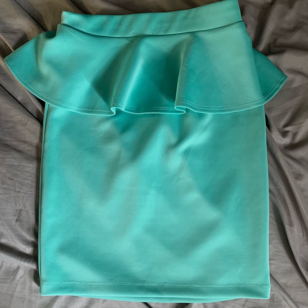 Turquoise peplum skirt